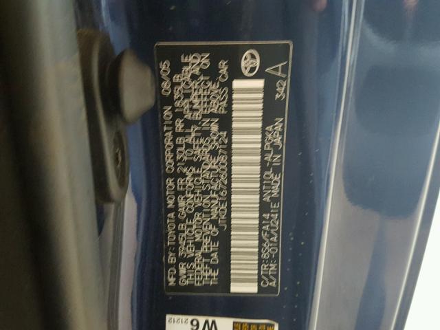 JTKDE167260087124 - 2006 TOYOTA SCION TC BLUE photo 10