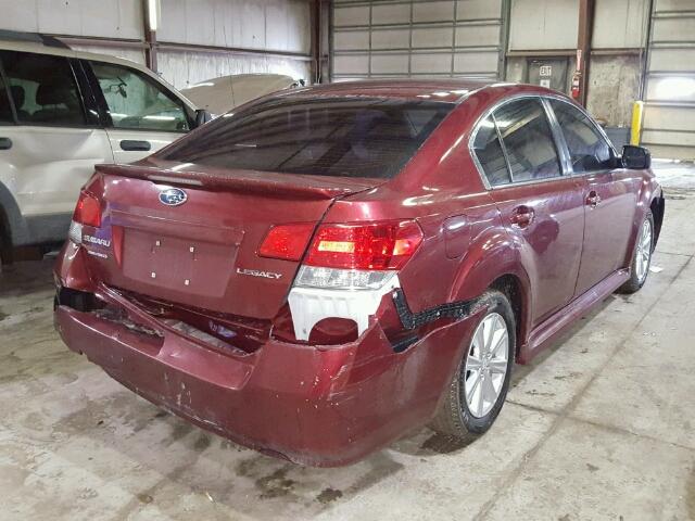 4S3BMCC61C3027273 - 2012 SUBARU LEGACY 2.5 RED photo 4