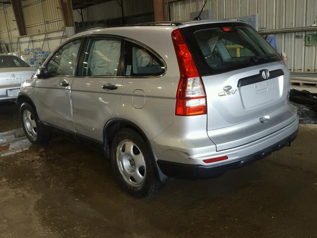 5J6RE3H36AL045155 - 2010 HONDA CR-V LX SILVER photo 3