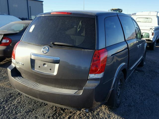 5N1BV28U87N130596 - 2007 NISSAN QUEST S GRAY photo 4