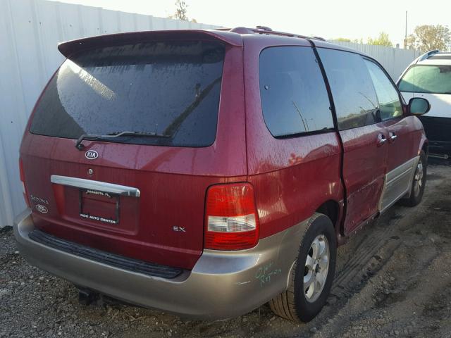 KNDUP131846589180 - 2004 KIA SEDONA EX BURGUNDY photo 4