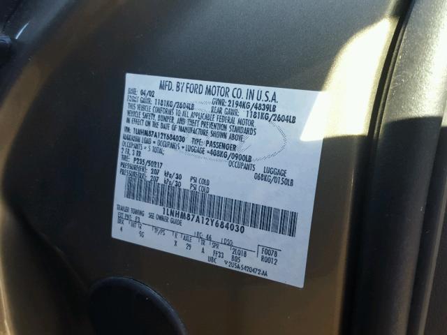 1LNHM87A12Y684030 - 2002 LINCOLN LS GREEN photo 10