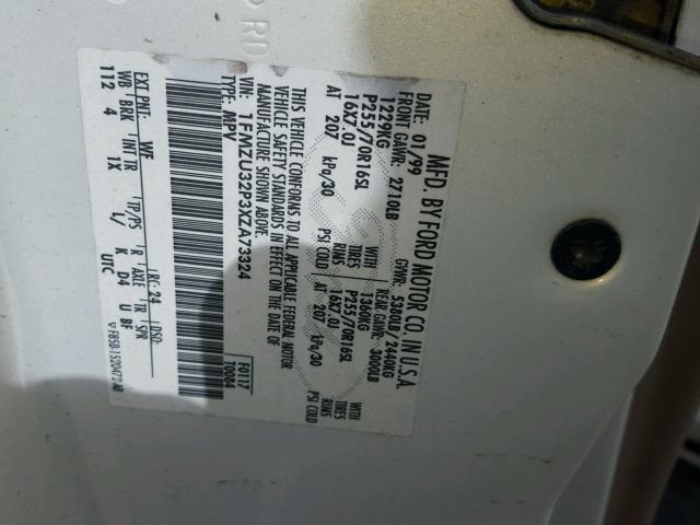 1FMZU32P3XZA73324 - 1999 FORD EXPLORER WHITE photo 10