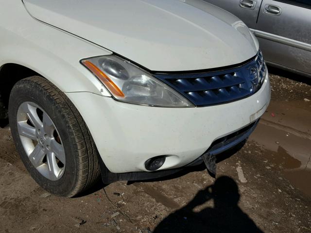 JN8AZ08W07W627067 - 2007 NISSAN MURANO SL WHITE photo 9