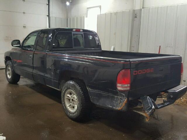 1B7GL22X3XS168709 - 1999 DODGE DAKOTA BLACK photo 3