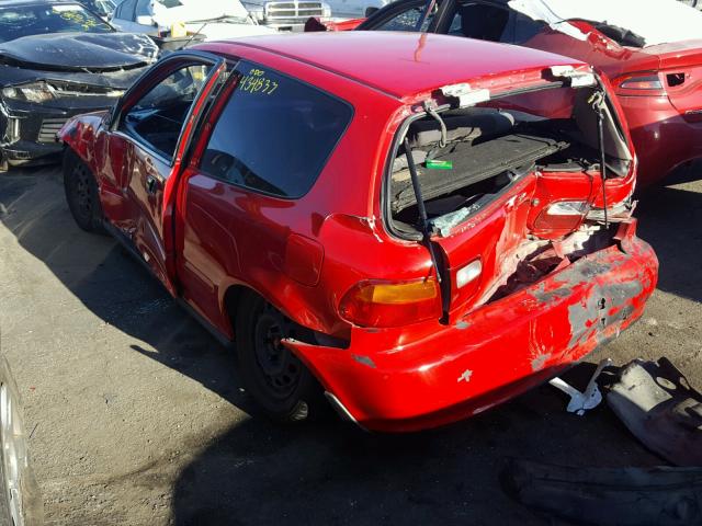 2HGEH2371PH535459 - 1993 HONDA CIVIC VX RED photo 3