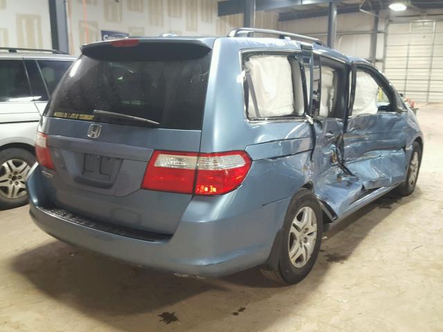 5FNRL38716B093641 - 2006 HONDA ODYSSEY EX BLUE photo 4