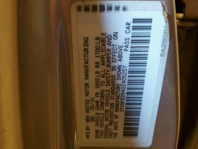 1Y1SK52842Z405257 - 2002 CHEVROLET GEO PRIZM 棕色 照片 10