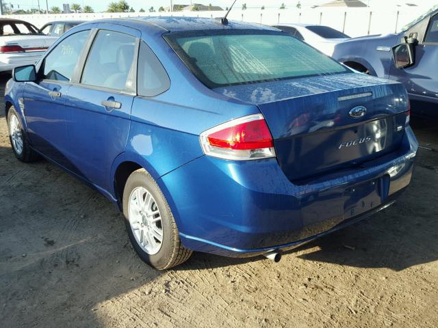 1FAHP35N78W250208 - 2008 FORD FOCUS SE BLUE photo 3