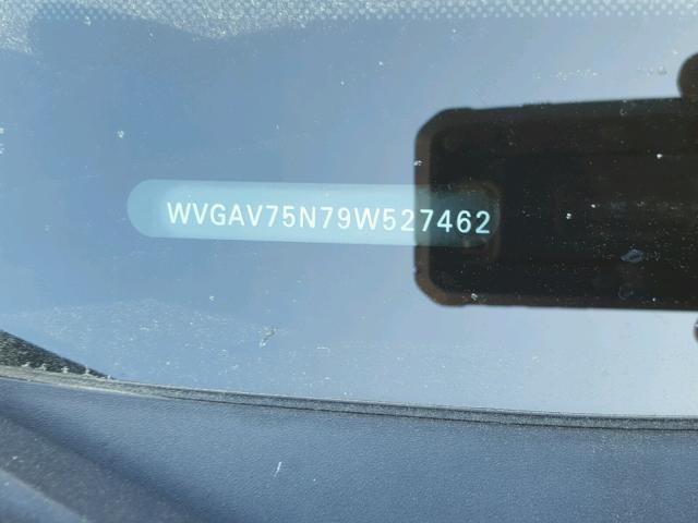 WVGAV75N79W527462 - 2009 VOLKSWAGEN TIGUAN S WHITE photo 10