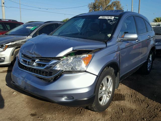 5J6RE3H76AL031677 - 2010 HONDA CR-V EXL BLUE photo 2