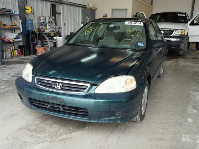 1HGEJ6673YL049179 - 2000 HONDA CIVIC LX GREEN photo 2