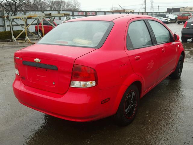 KL1TD52635B443990 - 2005 CHEVROLET AVEO BASE RED photo 4