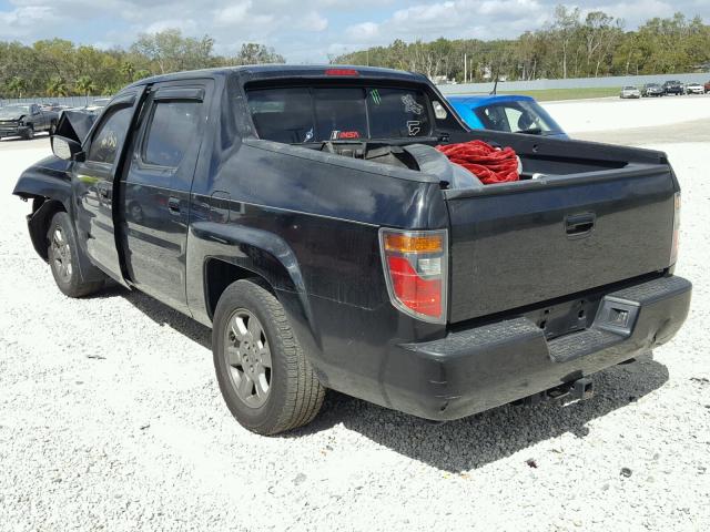 2HJYK16397H506853 - 2007 HONDA RIDGELINE BLACK photo 3