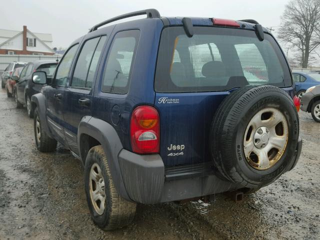 1J4GL48K63W669579 - 2003 JEEP LIBERTY SP BLUE photo 3