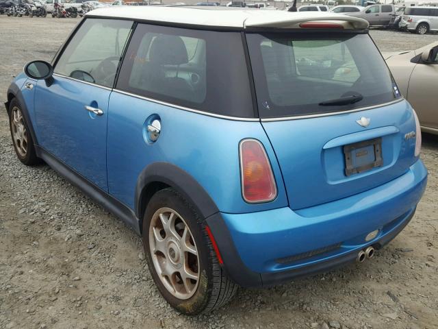 WMWRE334X4TD79179 - 2004 MINI COOPER S BLUE photo 3