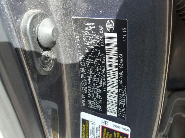 4T1BE46K99U318923 - 2009 TOYOTA CAMRY BASE GRAY photo 10