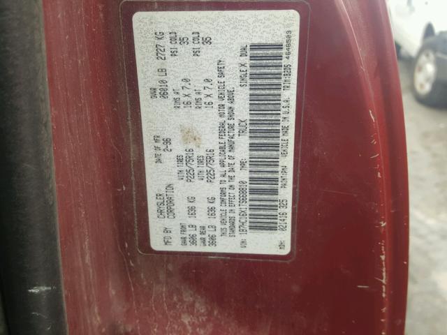 1B7HC16X1TS668810 - 1996 DODGE RAM 1500 RED photo 10