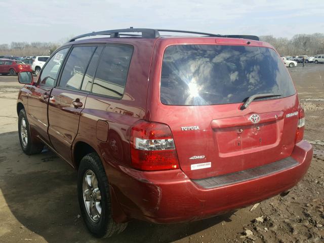 JTEHD21A950037531 - 2005 TOYOTA HIGHLANDER BURGUNDY photo 3