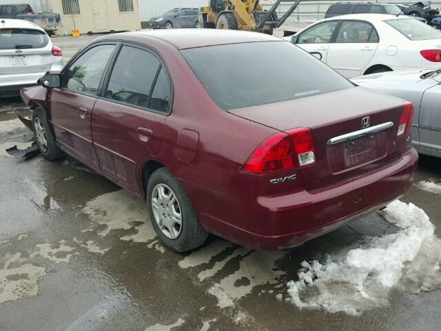 2HGES16593H558441 - 2003 HONDA CIVIC LX MAROON photo 3