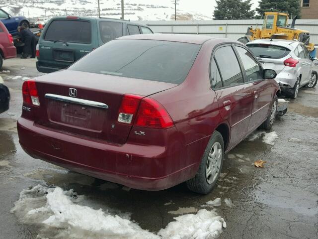 2HGES16593H558441 - 2003 HONDA CIVIC LX MAROON photo 4