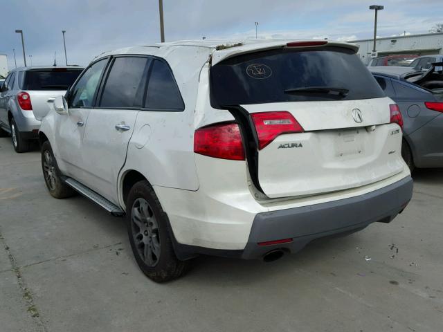 2HNYD28477H518472 - 2007 ACURA MDX TECHNO WHITE photo 3