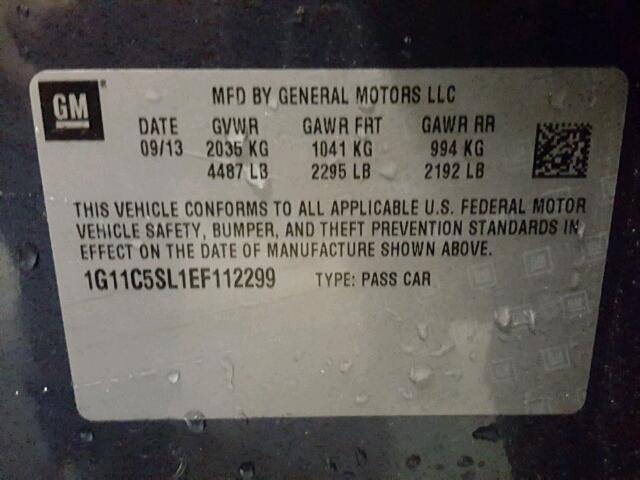 1G11C5SL1EF112299 - 2014 CHEVROLET MALIBU 1LT 蓝色 照片 10