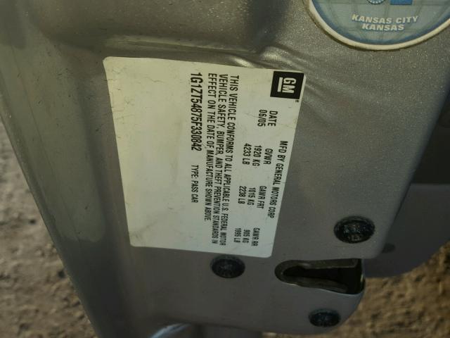 1G1ZT54875F330842 - 2005 CHEVROLET MALIBU LS SILVER photo 10