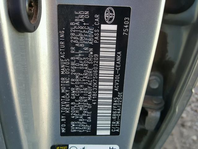 4T1BE32K75U603209 - 2005 TOYOTA CAMRY LE SILVER photo 10