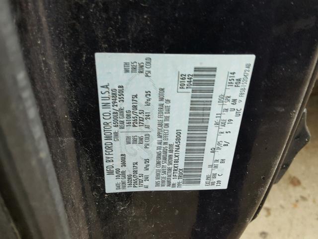 1FTRX18LX1NA58001 - 2001 FORD F150 Bleu photo 10