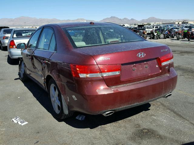 5NPEU46F87H283693 - 2007 HYUNDAI SONATA SE RED photo 3