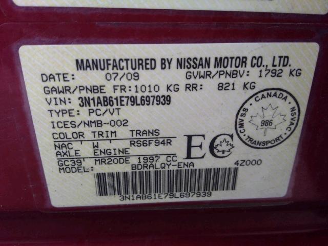 3N1AB61E79L697939 - 2009 NISSAN SENTRA 2.0 RED photo 9