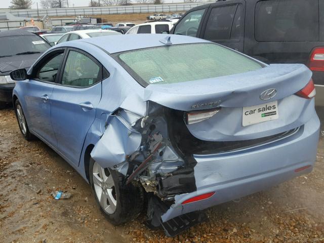 KMHDH4AE2DU724259 - 2013 HYUNDAI ELANTRA GL BLUE photo 3