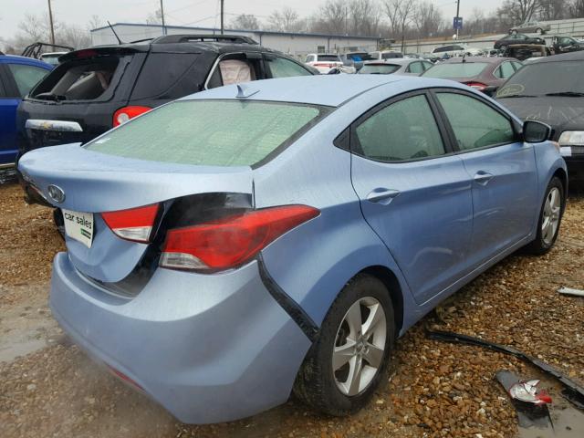 KMHDH4AE2DU724259 - 2013 HYUNDAI ELANTRA GL BLUE photo 4