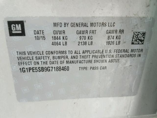 1G1PE5SB9G7188460 - 2016 CHEVROLET CRUZE LIMI SILVER photo 10