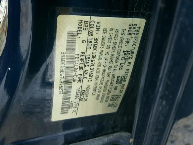 3N1BC13E67L378272 - 2007 NISSAN VERSA S BLUE photo 10