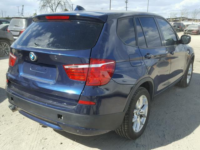 5UXWX7C52EL984407 - 2014 BMW X3 XDRIVE3 BLUE photo 4