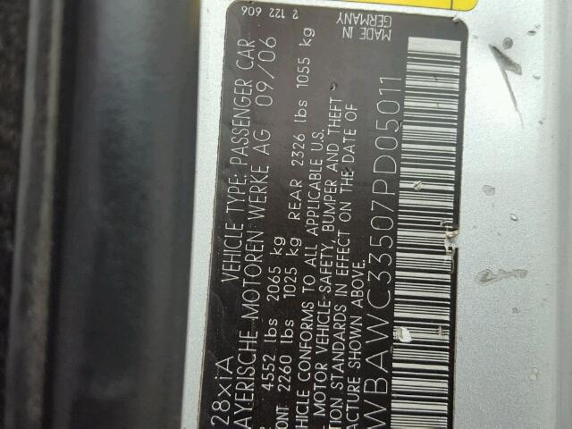 WBAWC33507PD05011 - 2007 BMW 328 XI GRAY photo 10