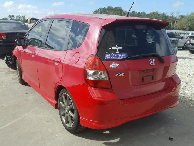 JHMGD38667S064909 - 2007 HONDA FIT S RED photo 3