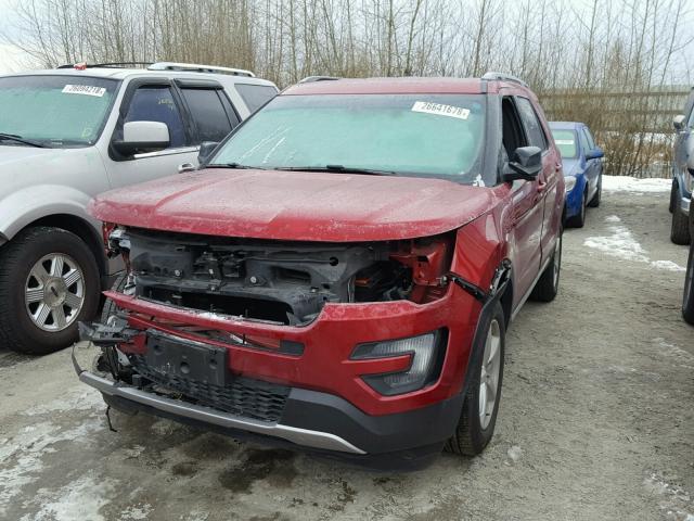 1FM5K8D81GGA44360 - 2016 FORD EXPLORER X RED photo 2