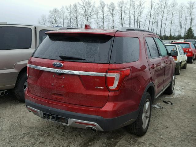 1FM5K8D81GGA44360 - 2016 FORD EXPLORER X RED photo 4