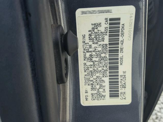 5YFBU4EE3DP152990 - 2013 TOYOTA COROLLA BA CHARCOAL photo 10