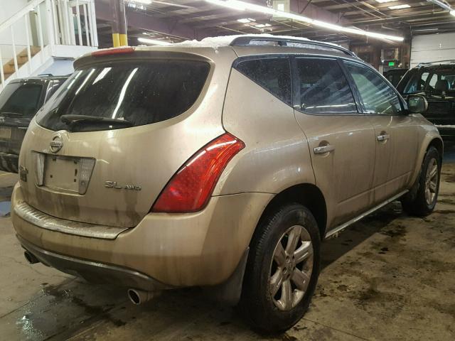 JN8AZ08W77W608662 - 2007 NISSAN MURANO SL GOLD photo 4