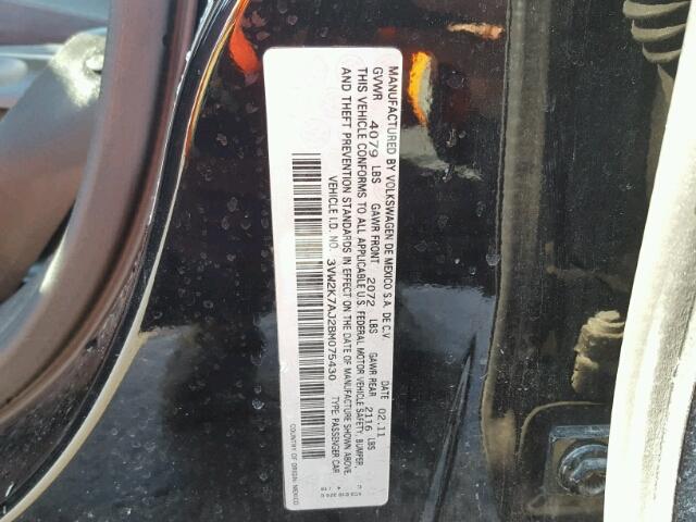 3VW2K7AJ2BM075430 - 2011 VOLKSWAGEN JETTA BASE 黑色 照片 10