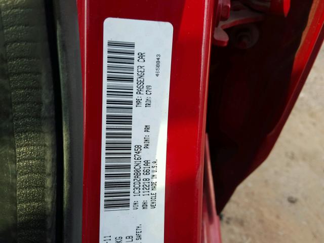 1C3CDZAB0CN167458 - 2012 DODGE AVENGER SE RED photo 10