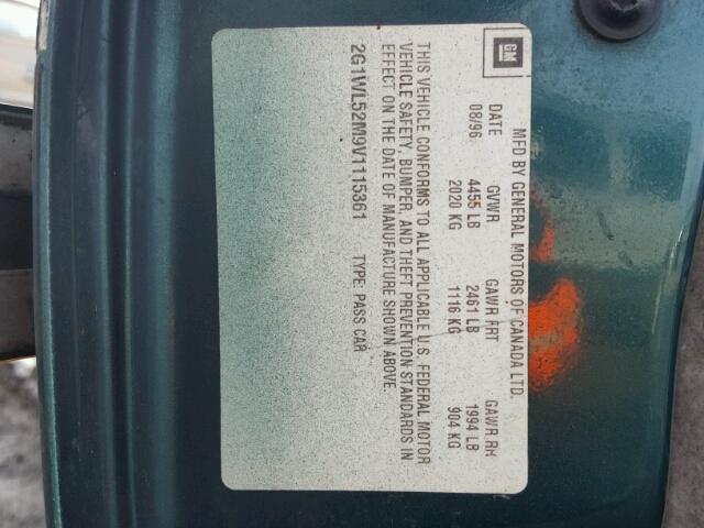 2G1WL52M9V1115361 - 1997 CHEVROLET LUMINA BAS მწვანე ფოტო 10