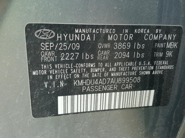 KMHDU4AD7AU899508 - 2010 HYUNDAI ELANTRA BL GREEN photo 10