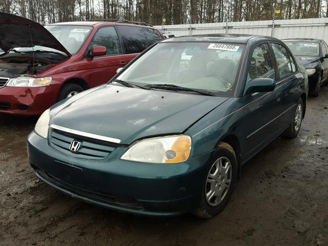 2HGES26771H580264 - 2001 HONDA CIVIC EX GREEN photo 2