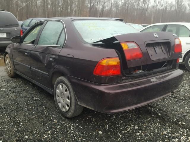 1HGEJ6670YL031089 - 2000 HONDA CIVIC LX PURPLE photo 3