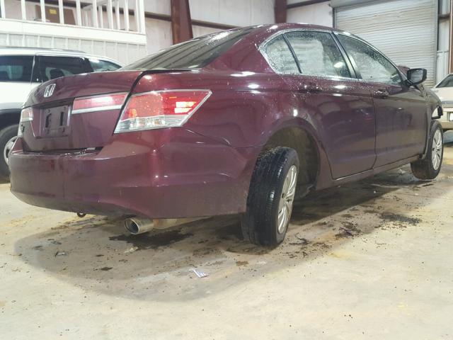 1HGCP2F35BA006395 - 2011 HONDA ACCORD LX MAROON photo 4